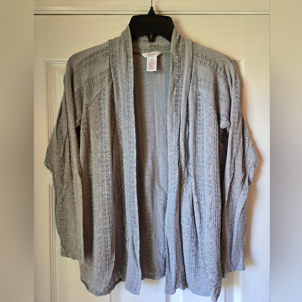 Candie's Gray Lightweight Open Front Cardigan Size Medium